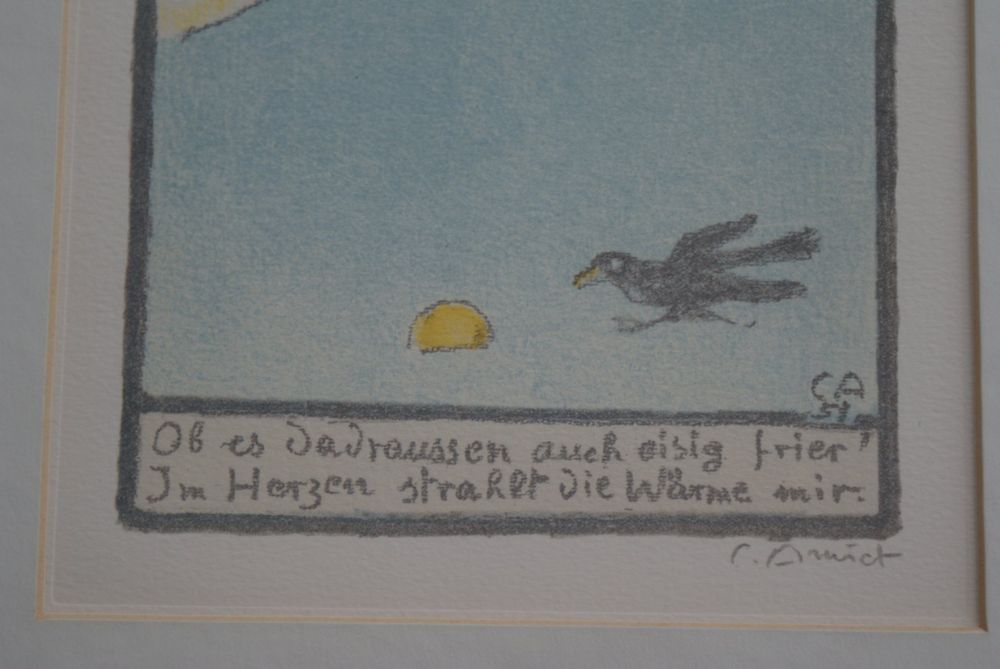 Amiet Cuno, Kalenderblatt 1951, Winter, Rabe, Litho, Spruch | Kaufen ...