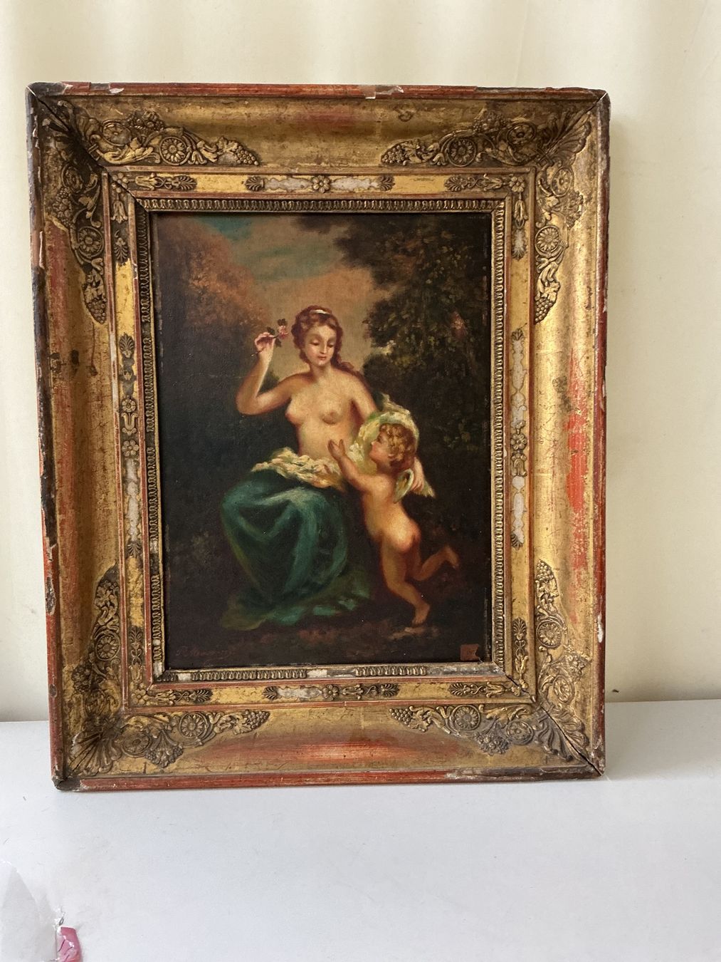 Dipinti: Antikes Gemälde Frau mit Putti – Usato da Bern venduto da vielerart