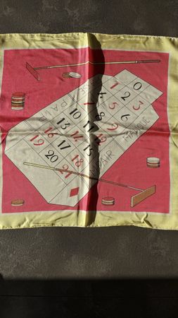 Foulard vintage - décor jeu de croquet original année 70