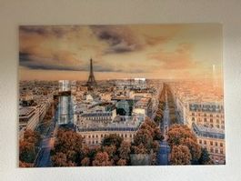 Bild Paris Eiffelturm Stadtansicht Glasbild neuwertig 130x90