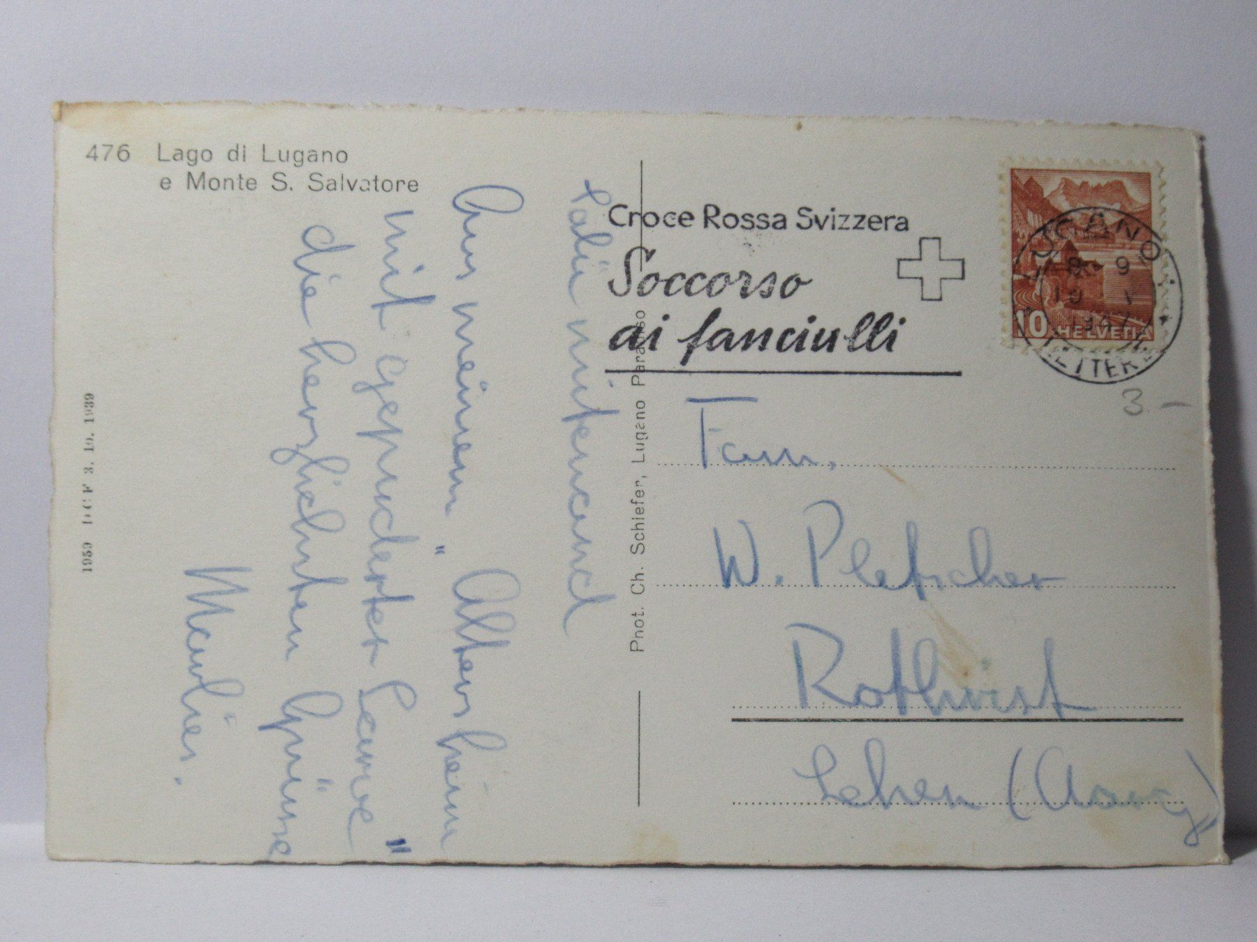 Cartes postales: Lugano , Monte S. Savatore 1947 – D'occasion à Grenchen par Bluemchen1900 1