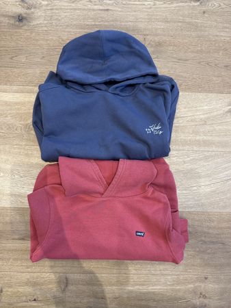 Lot de deux hoodies Levi's framboise et Zara bleu 