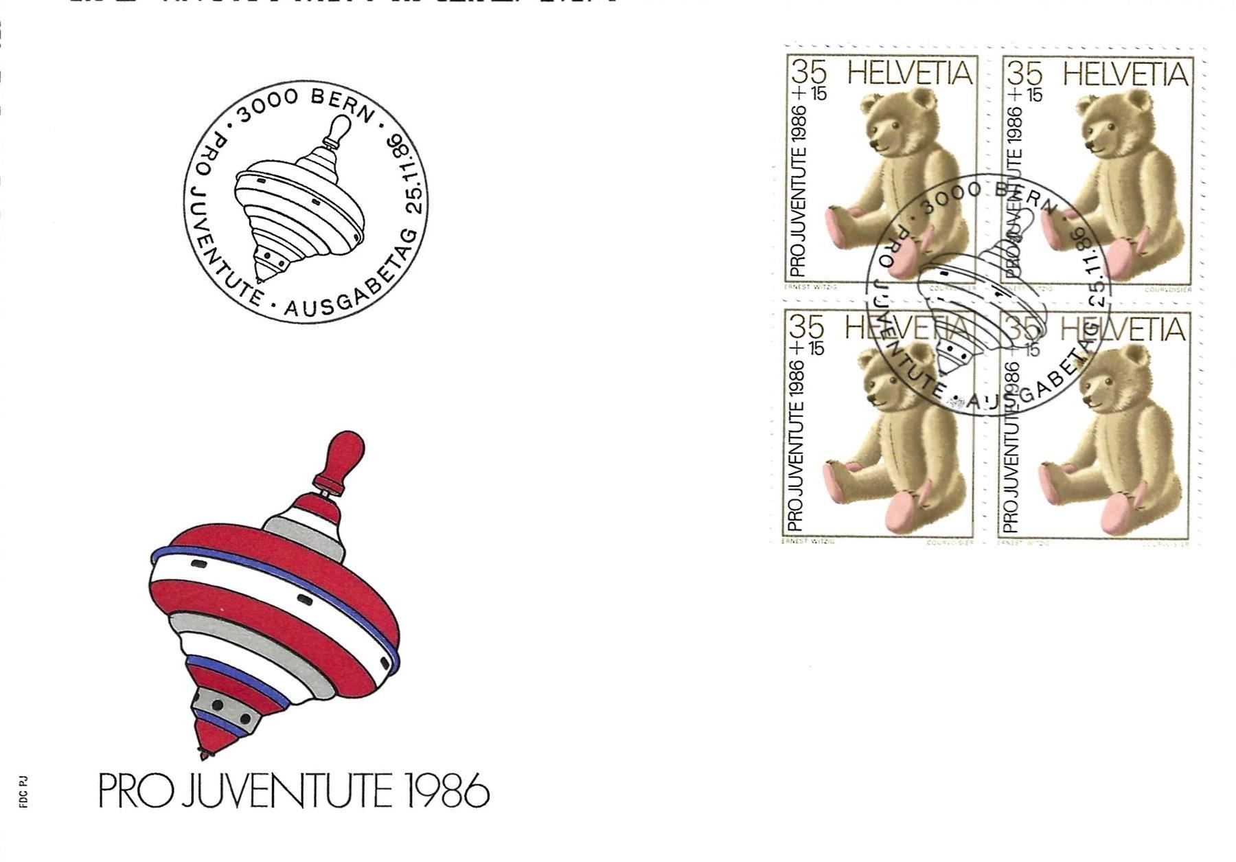 Tutti i francobolli: FDC Pro Juventute  Viererblock 1986 – Usato da Koblenz venduto da Markenhimmel