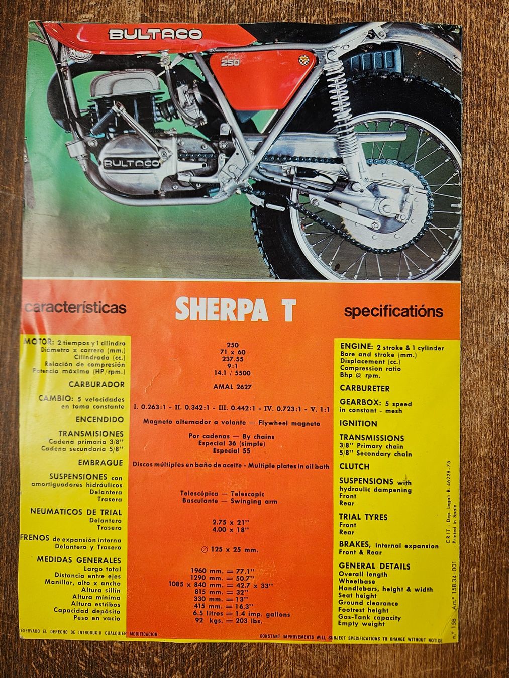 Bultaco Dokumente: Prospectus BULTACO SHERPA TRIAL 250 – Neu (gemäss Beschreibung) aus courtetelle von bmwhp2 2