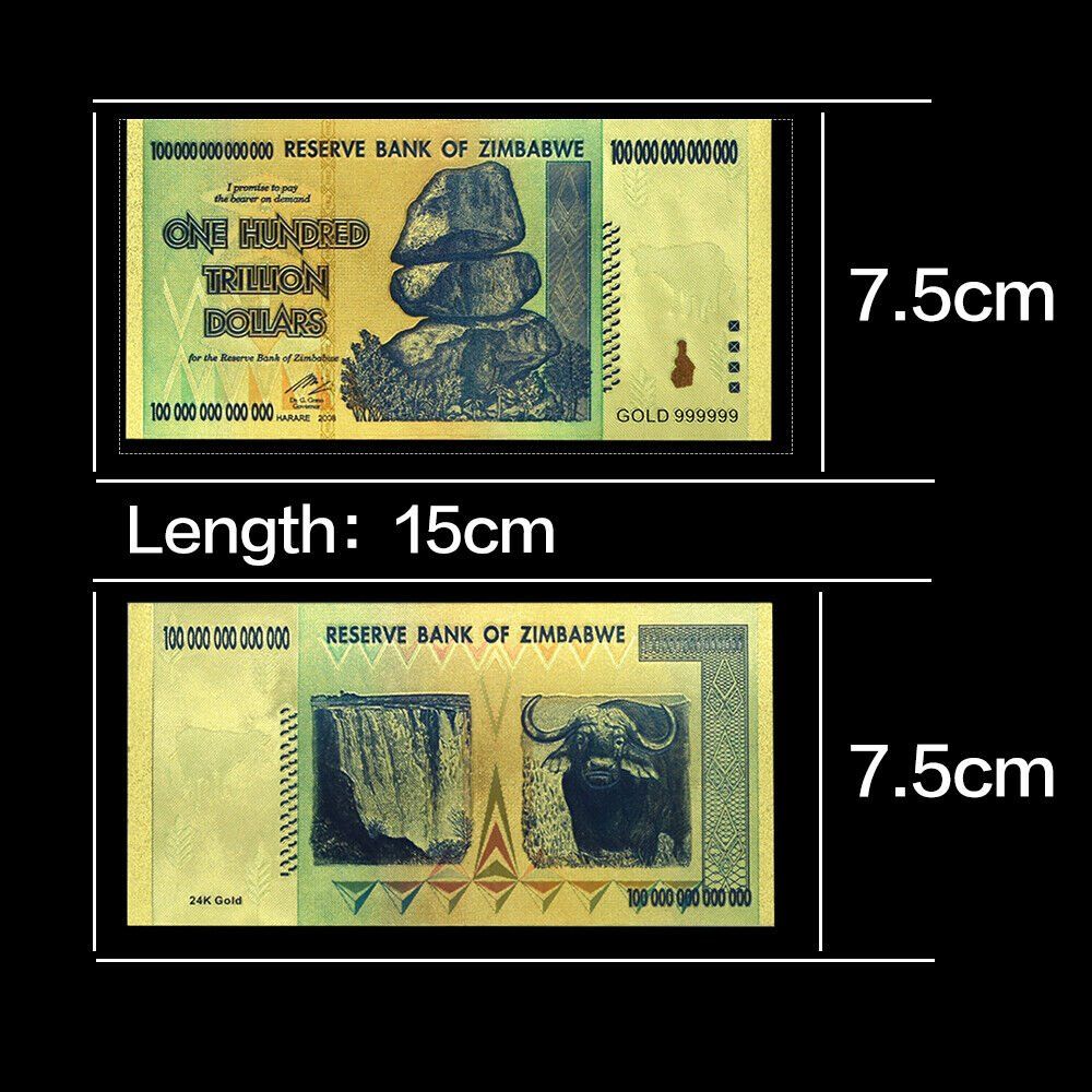 Banconote: Zimbabwe 100 Trillion Dollars Goldene Banknote – Nuovo (secondo la descrizione) da Steffisburg venduto da ber_8htf 2