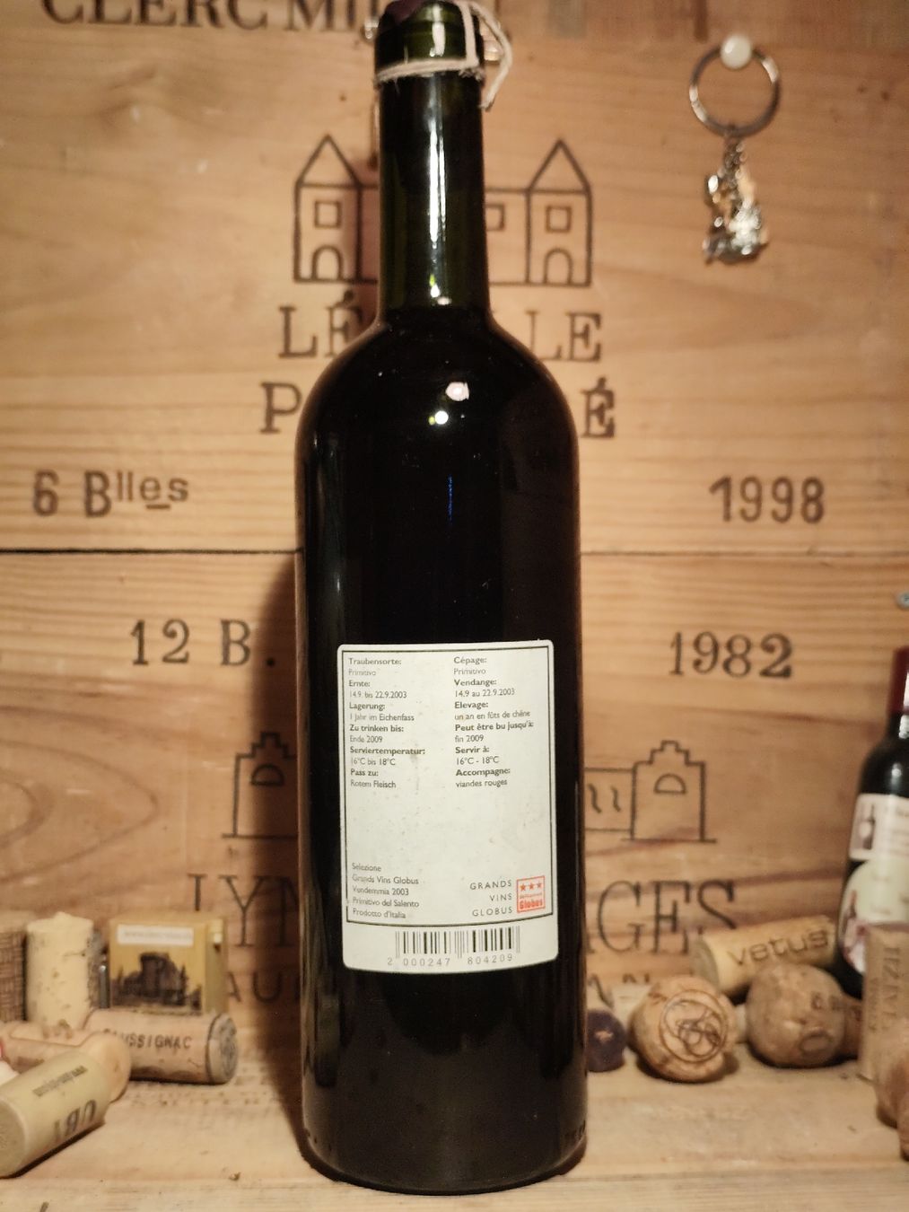 Vino: 2003 Primitivo del Salento Pietro Plozza – Nuovo e nell'imballaggio originale da Büsserach venduto da Vintage-vins 1