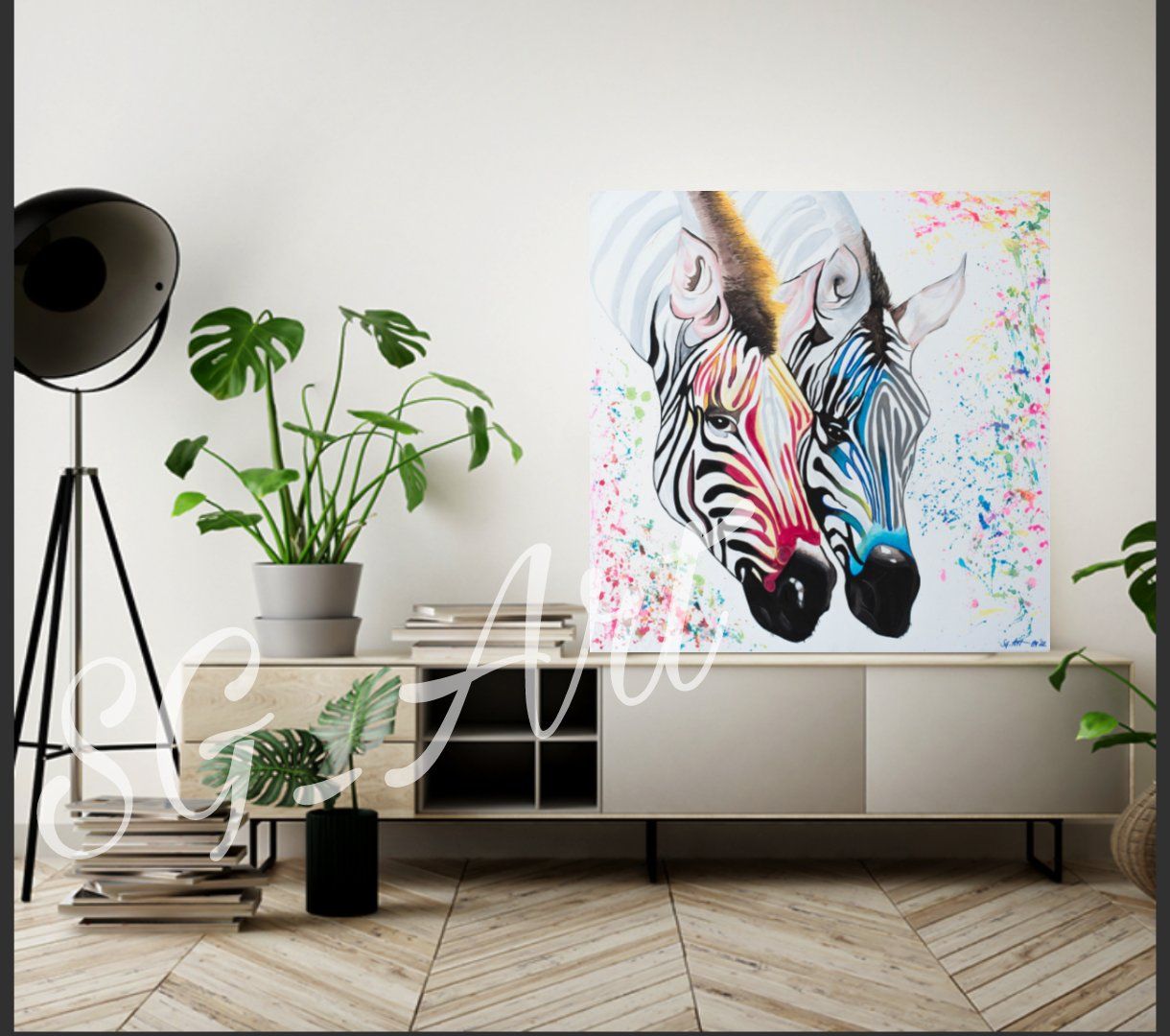 Dipinti: Acrylbild abstrakt Zebra Tier bunt Unikat – Nuovo e nell'imballaggio originale da Rheinau venduto da Sussel 4
