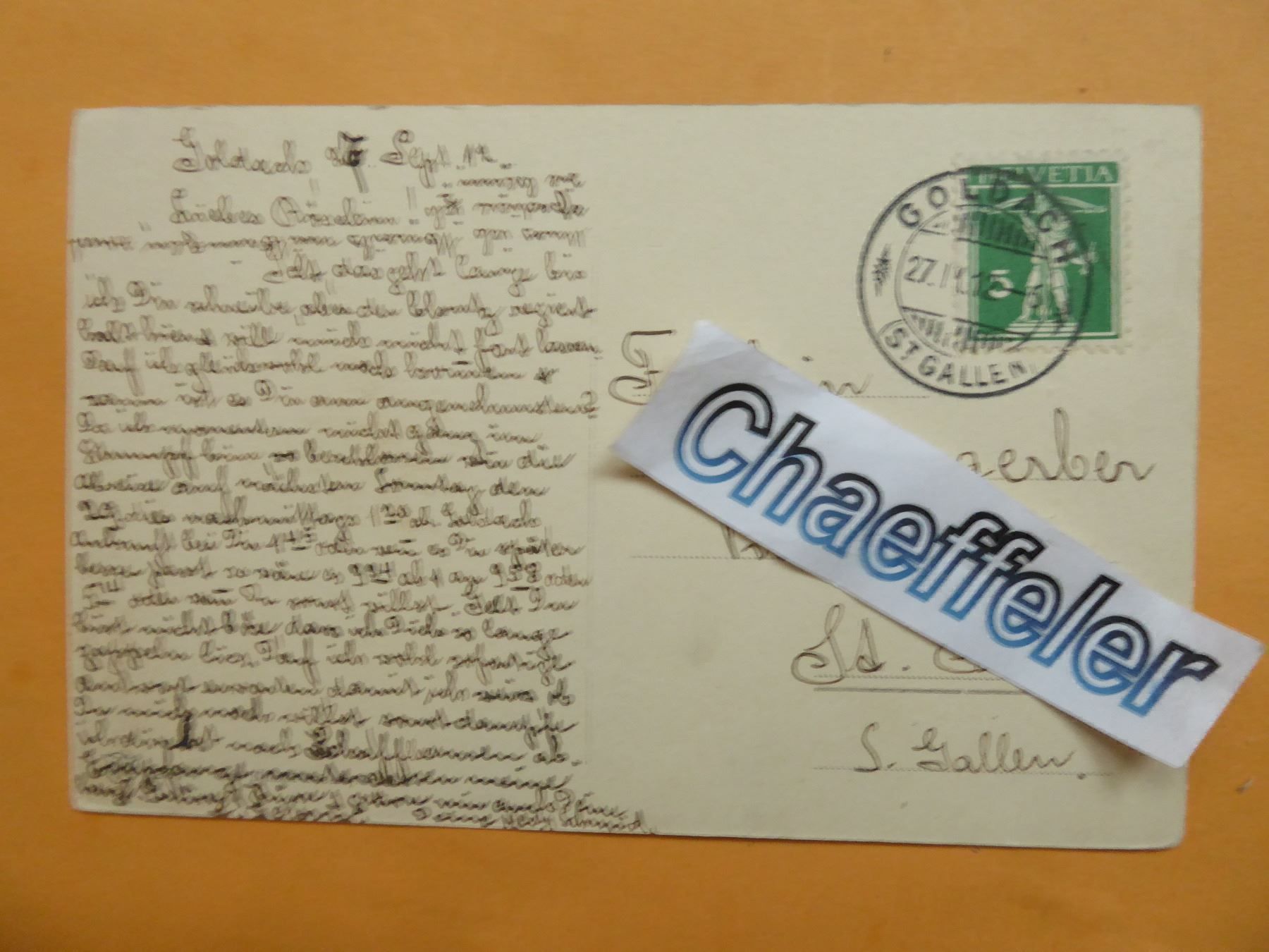 Cartoline postali: 1912   St. Annaschloss bei Rorschach – Usato da Zürich venduto da Chaeffeler 1