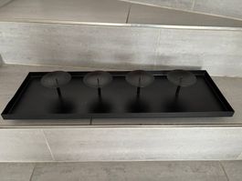 Metall Advent Deko Platte schwarz für vier Kerzen