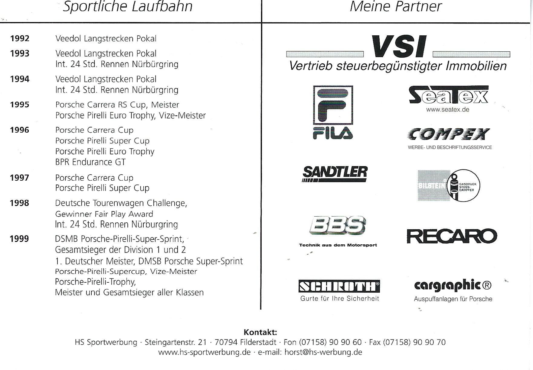Autografi: Horst Stäbler, Porsche Super Sprint – Usato da Aarburg venduto da Hktm 1