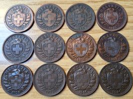 Lot 2 Rappen 1850/1941 - Lot 12 Stück!