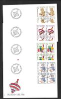 4 FDC Pro Juventute 1986 Serie Viererblöcke ET 25.11.1986