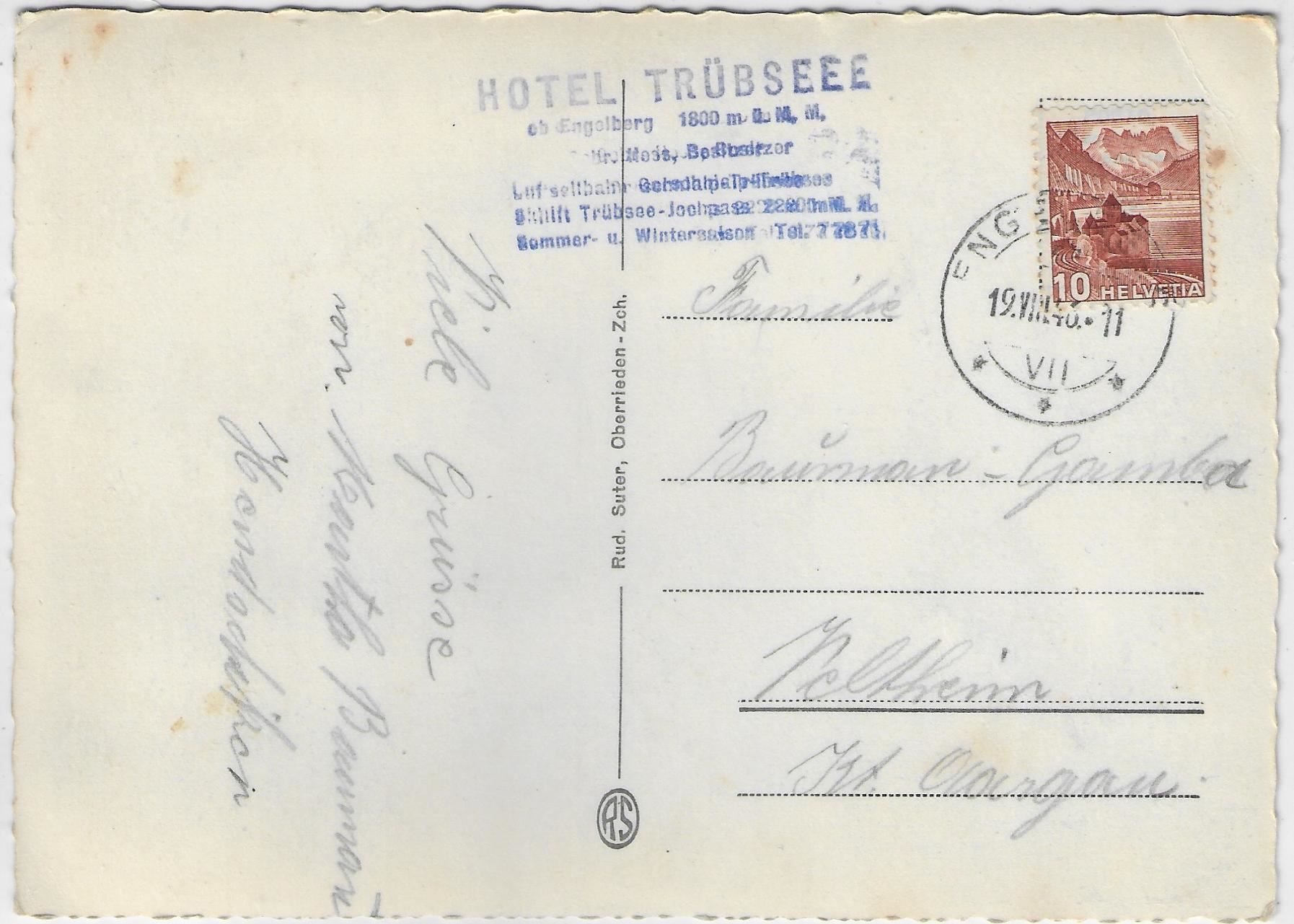 Cartes postales: Trübsee Sesselbahn mit Hahnen – Antique à Ettingen par Kartenplanet 1
