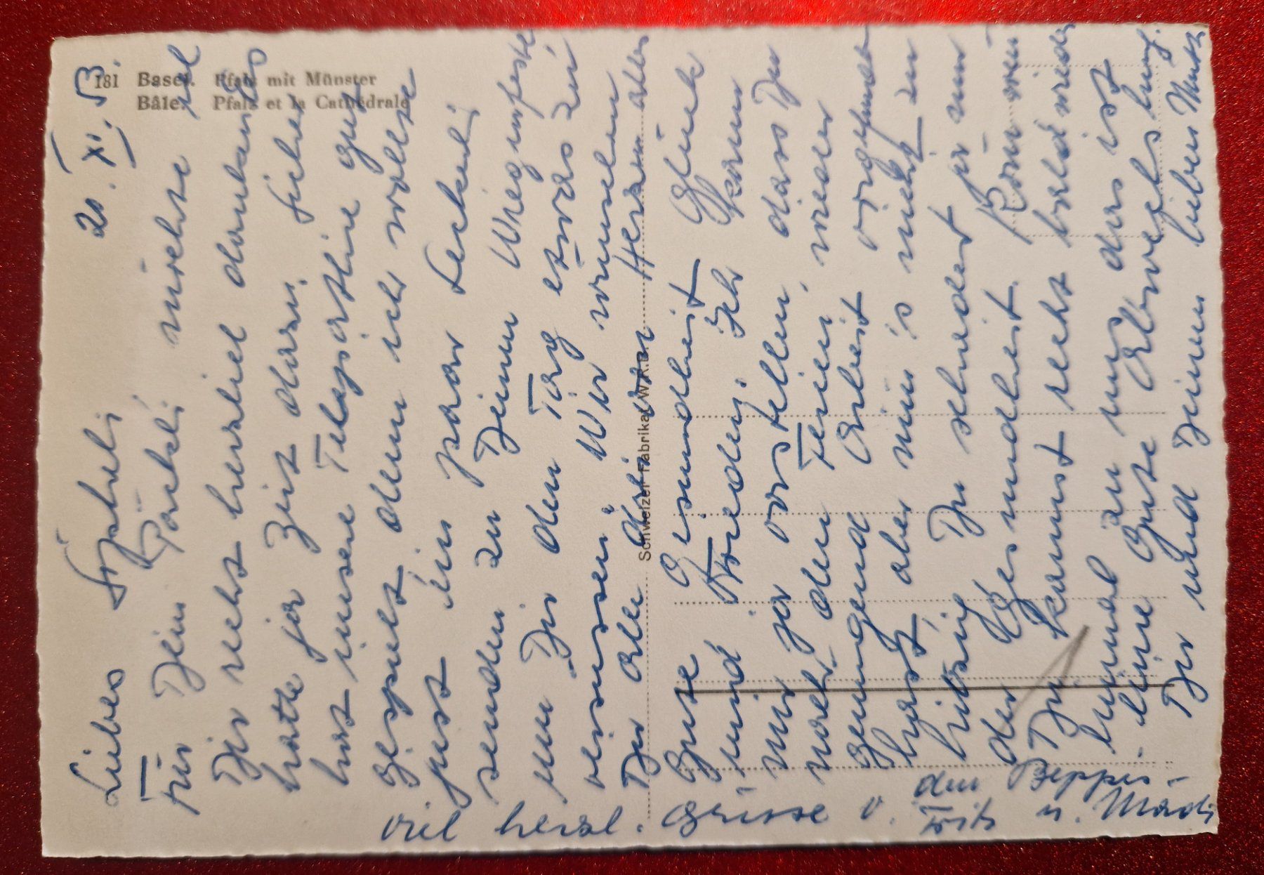 Ansichtskarten: Basel, Pfalz mit Münster 1953 – Gebraucht aus Melchnau von Arthurius 1