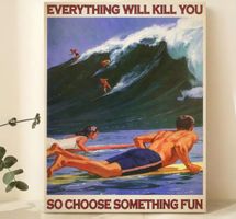 Surfen Fun Living Leinwandbild 30x42cm NEU (Rahmenlos)