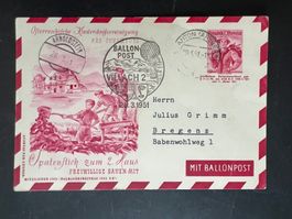 Ballonpost Ö. Karte Arnoldstein Villach 1951 Luxus (V396)