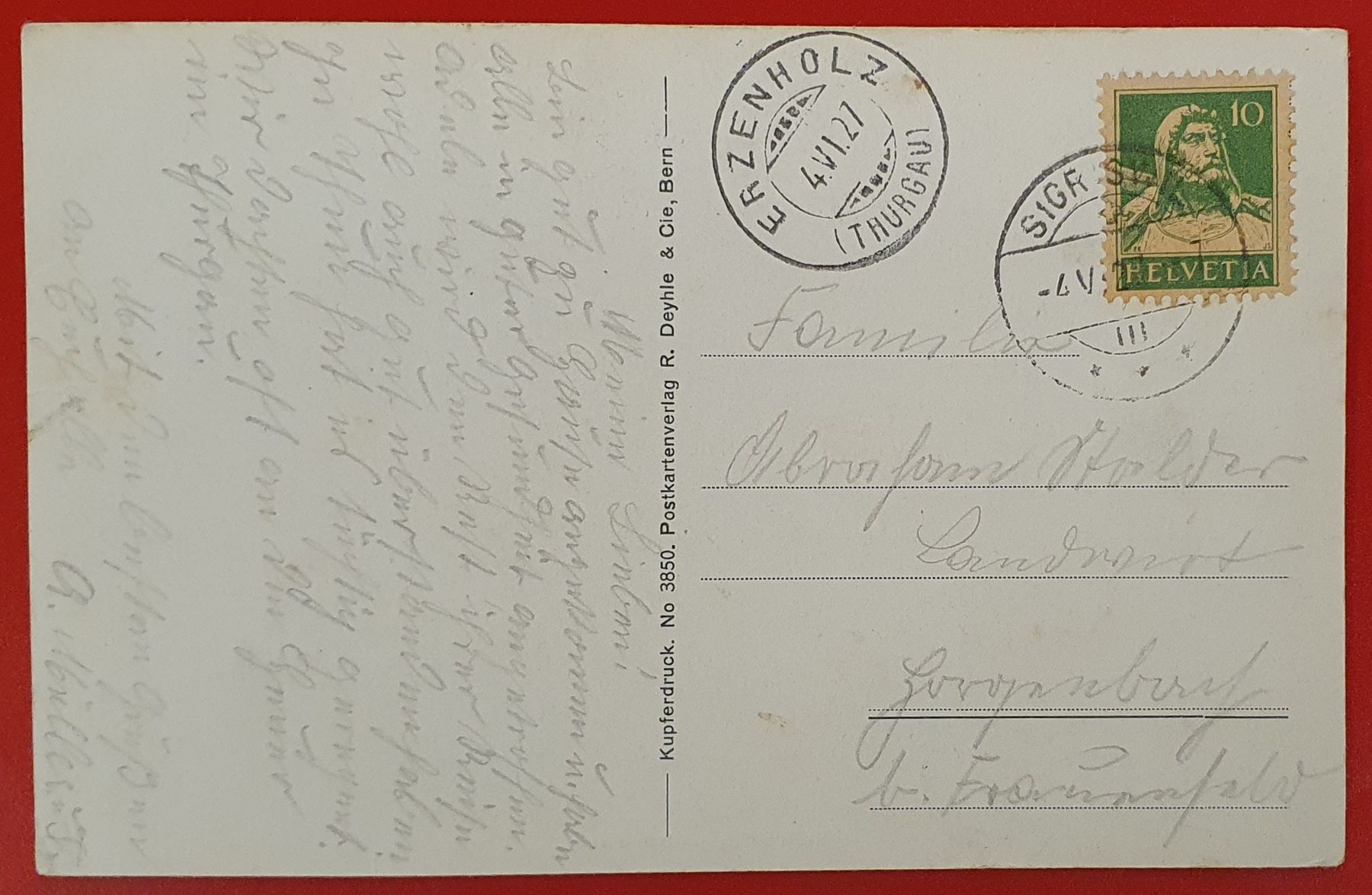Ansichtskarten: Sigriswil 1927 - Schulhaus – Gebraucht aus Kreuzlingen von Rschweiz1 1