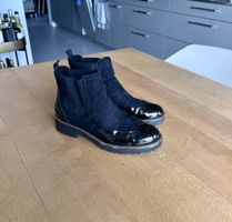 Chelsea Boots Damen Schwarz Lackleder Grösse 39