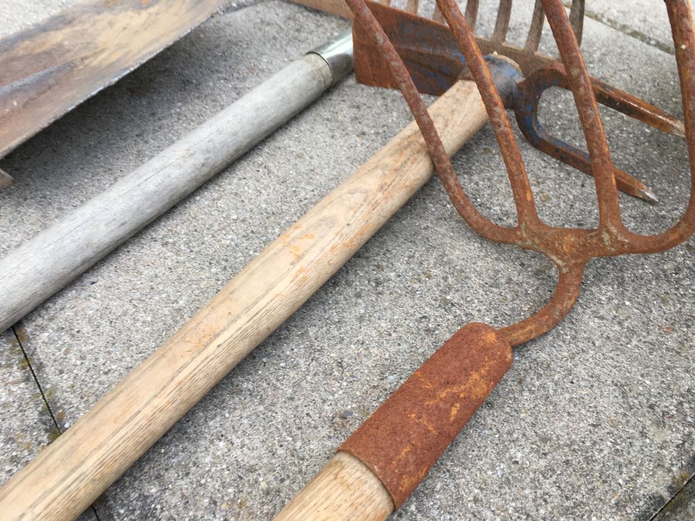 Lot Garten Werkzeug, Gabeln,Schaufeln, Rechen,Pickel 9Stück Kaufen