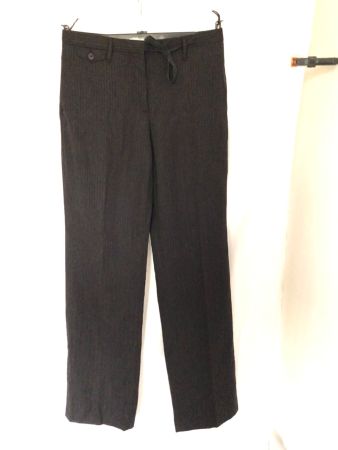 Pantalon Prada noir à rayures marron en laine vierge 36 38