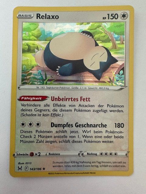 Pokémon Carte collezionabili: Relaxo - Holo - Pokemon – Nuovo (secondo la descrizione) da Nussbaumen AG venduto da Pika-Shop