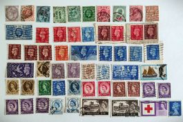 56 verschiedene Briefmarken Großbritannien Timbres Great Bri
