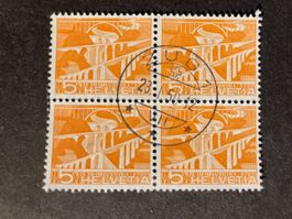 Schweiz 1950 Technik & Landschaft 4er-Block gest Zug 28.I.50