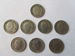 5 Rappen Schweiz, 1919-1939, lot 8 Stück