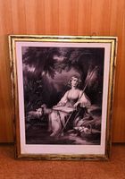 Alte Lithographie, gerahmt, Heilige Sainte Geneviéve 46x57cm