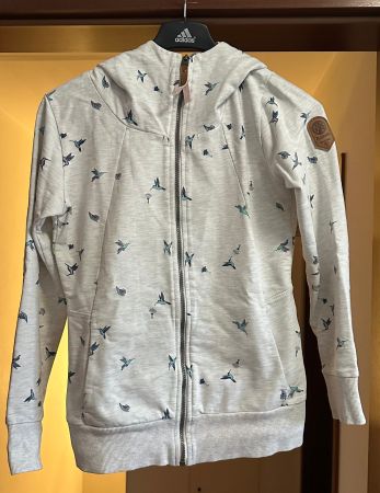 Pullover con cappuccio Motivo Uccelli, Taglia S