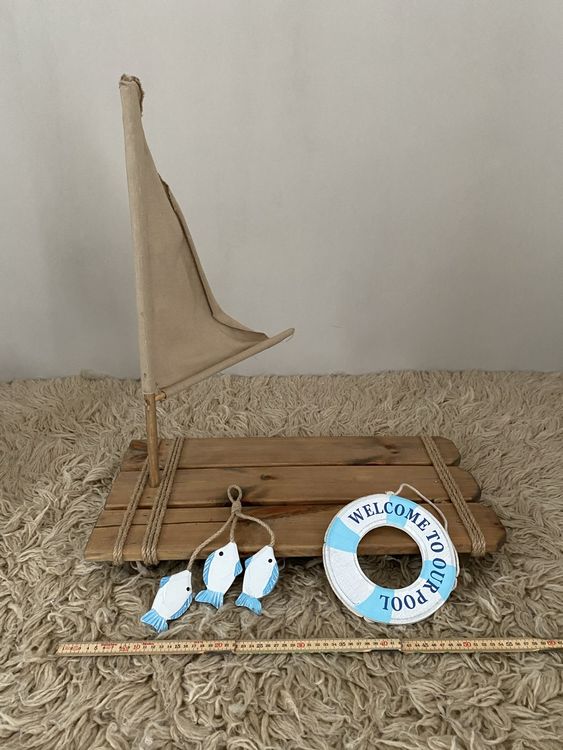 Deko-Segelschiff Aus Holz Mit Stoffsegeln – Dreimaster, Maritime Deko, Aufgebaut – Nicht Schwimmfähig – Für Innenräume – Ab 6 Jahren