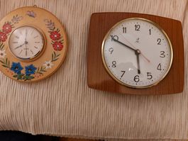 3 horloge murale quartz, formica Jaz bois et  cuir vintage
