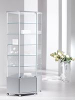 Glasvitrine, ESG Glas, col. Silber (B.73cmxT.73cmxH.180cm)