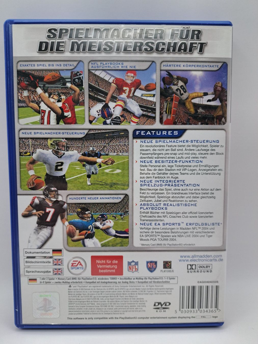 Jeux: Madden NFL 2004 (Playstation 2/PS2) – D'occasion à Balgach par Wasnwasn 1