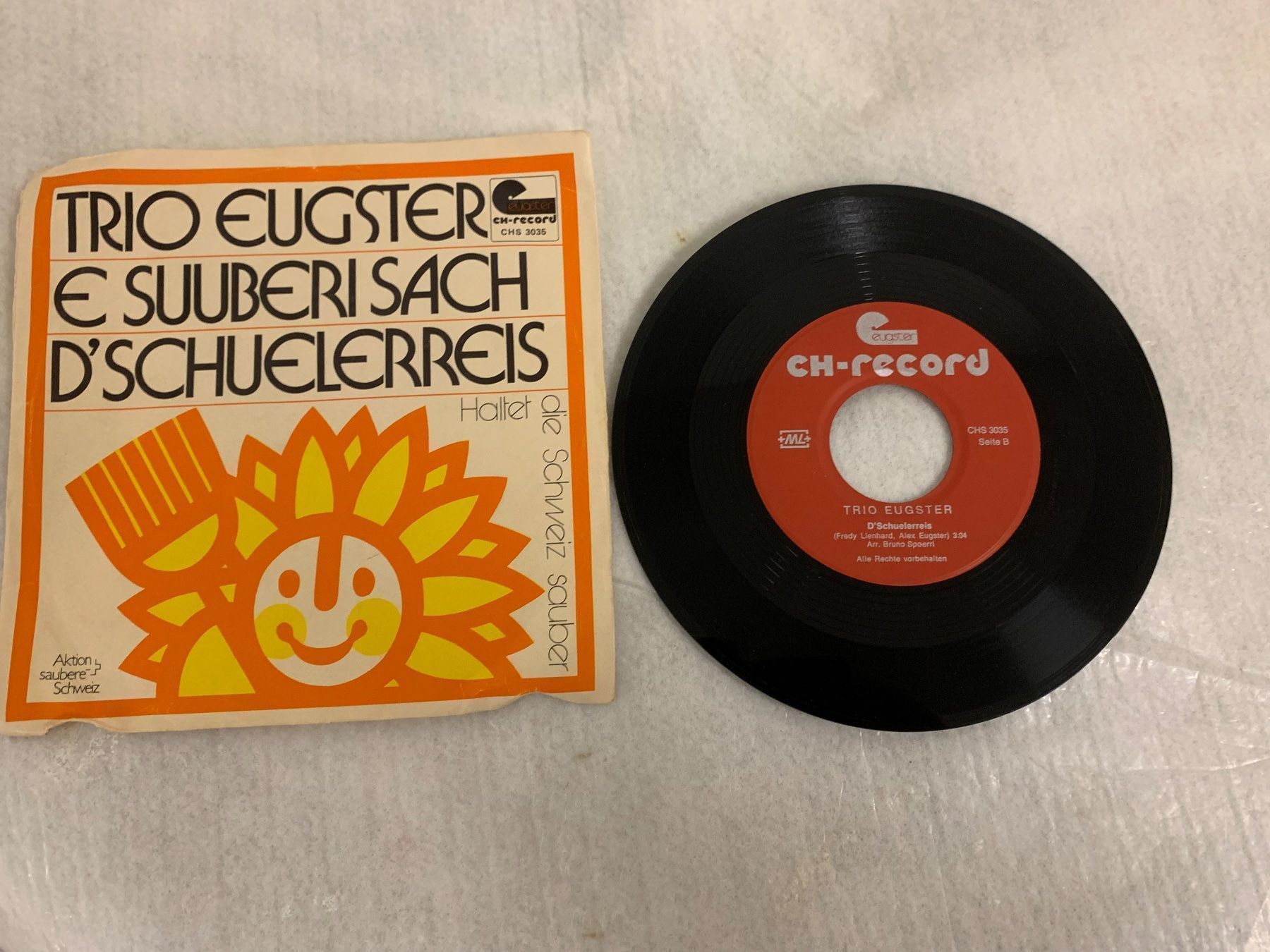 Dischi in vinile: Trio Eugster – E Suuberi Sach / D'Schuelerreis Single – Usato da Erlenbach ZH venduto da Ritschly