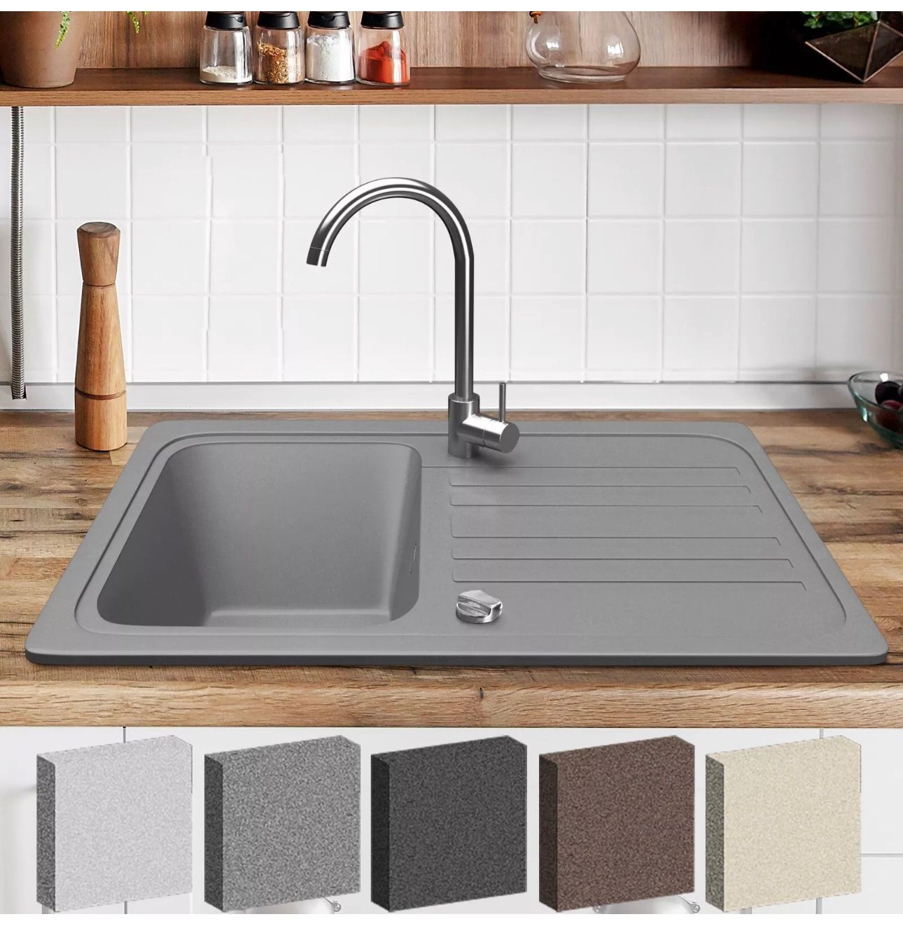 Lavabi & lavandini: + Granitspüle + Siphon Einbauspüle Komplet set – Nuovo e nell'imballaggio originale da Amriswil venduto da JaJa-Express 1