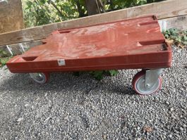 Rollbrett Transportplattform rot mit 4 Rollen, gebraucht
