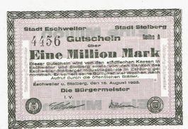 Eschweiler 1 Mil.Mark Reihe A 16.08.1923 VZ++-UNZ