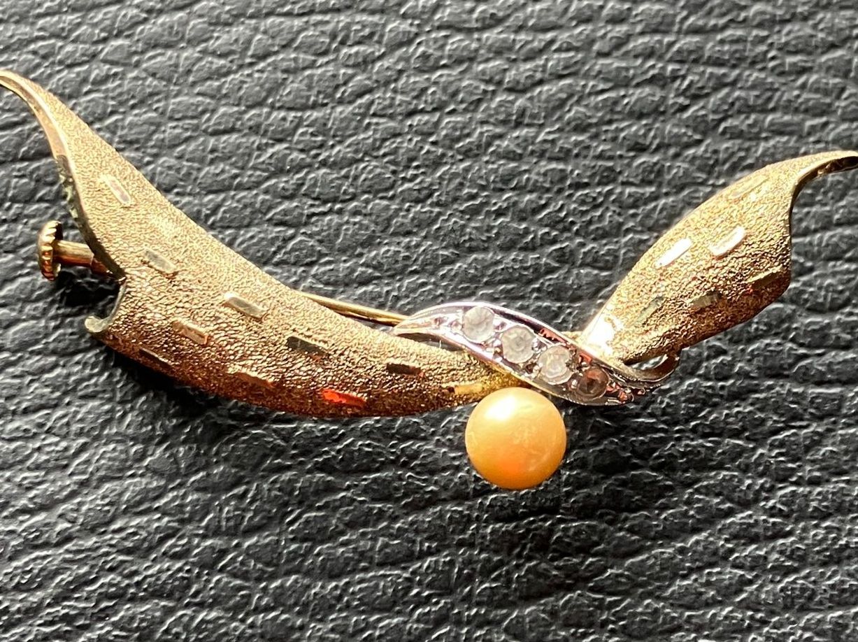 Spille & Fermagli: Broche vintage en Argent 800 dorée avec perle véritable – Usato da Peseux venduto da CharmeCommerce 2