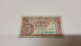 5 Kronen 1949  Tschechoslowakei, Banknote