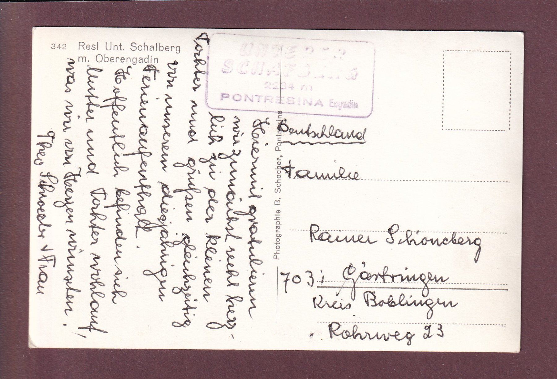 Cartoline postali: Unterer SCHAFBERG - Oberengadin – Usato da Pully venduto da nicecards 1