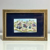 Miniature persane peinte sur os avec cadre mosaïque Khatam