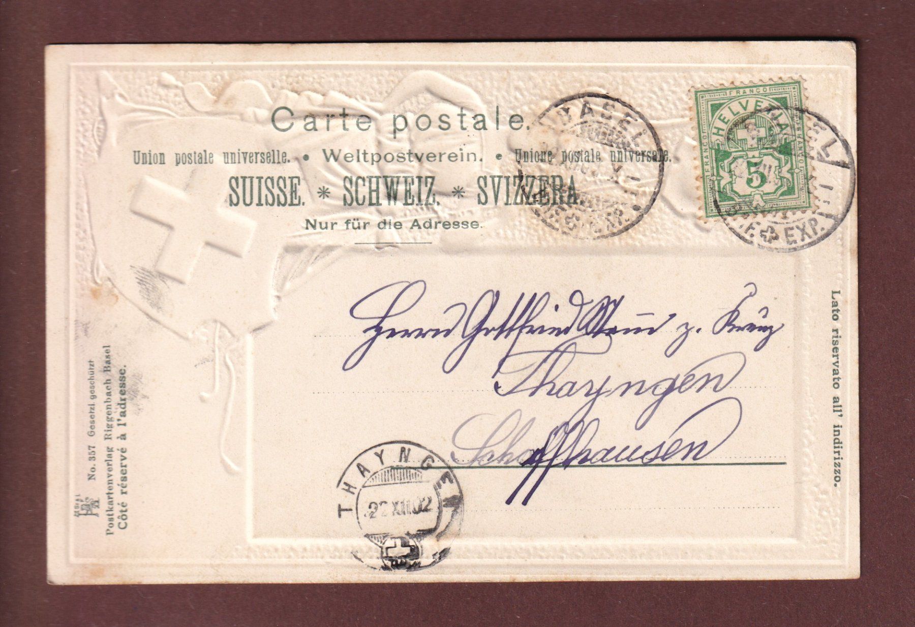 Cartoline postali: BASEL - Spalenthor - 1902 Präge – Usato da Pully venduto da nicecards 1