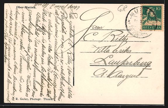 Cartoline postali: AK Ober-Mutten, Viehweide am Ort – Usato da Berlin venduto da bartko-reher 1