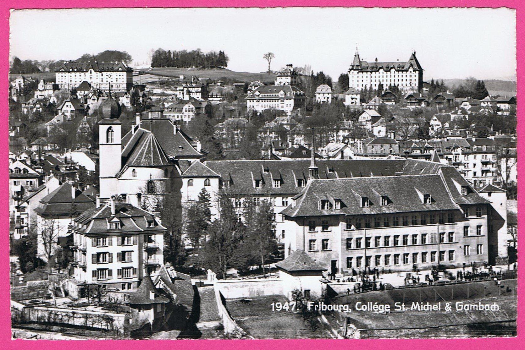 Cartes postales: Fribourg Collége St. Michel & Gambach – D'occasion à Einsiedeln par dillie
