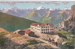 Gemmi Hotel Wildstrubel, belebte alte AK