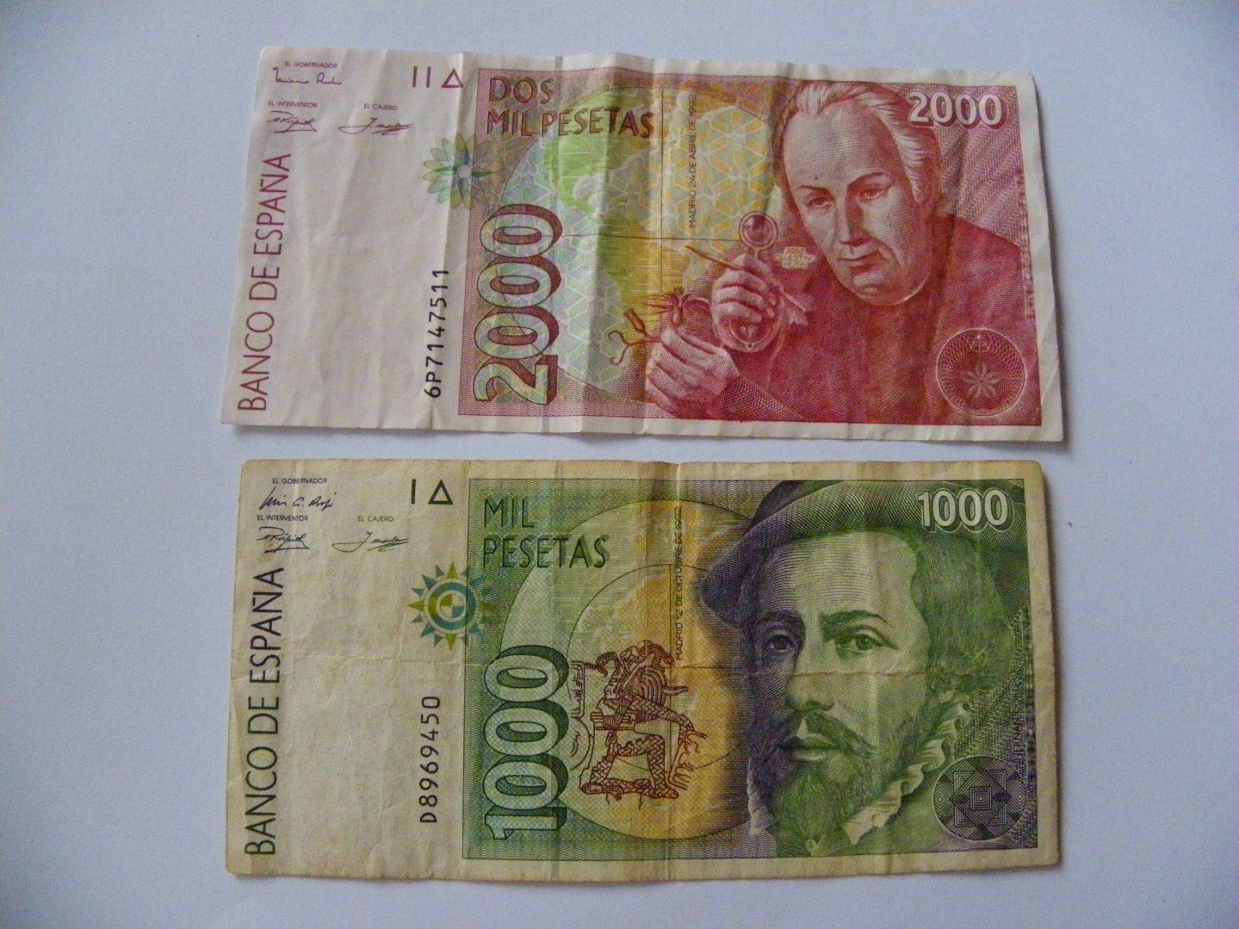 Billets de banque: Spain 1000 & 2000 Pesetas 1992, Gebraucht – D'occasion à Untersiggenthal par Gas61