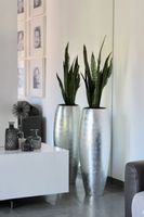 Exklusiver Pflanzkübel MAGNUM Fiberglas 116cm Silber