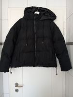 Schwarze Puffer Jacke 0XL (48/50) Cropped Style mit Kapuze