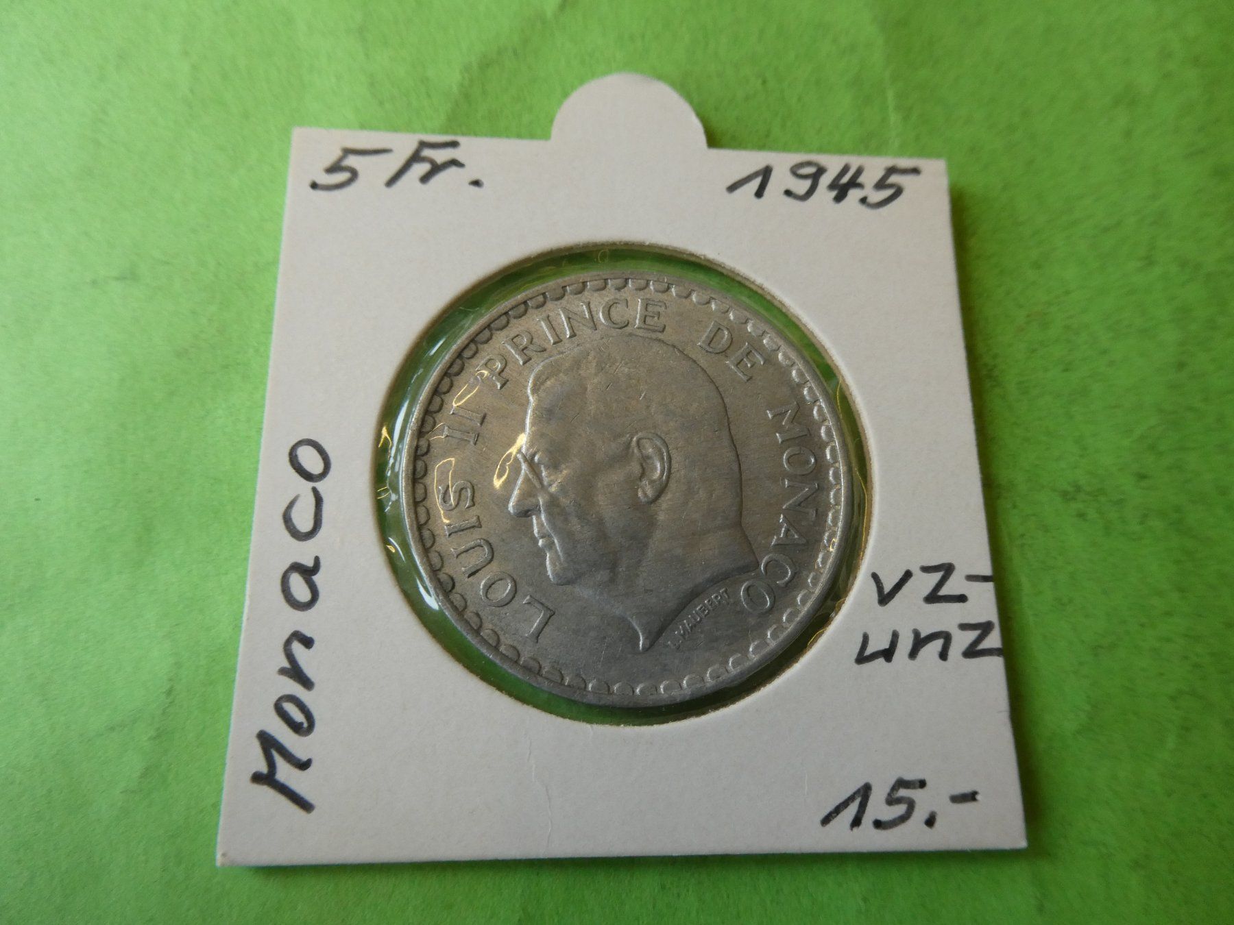 Toutes les monnaies: Monaco 1945, 5 Francs – D'occasion à Hinterforst par Rohusri